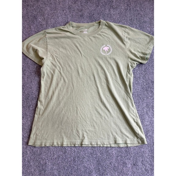 PINK Victoria's Secret Tops - Victoria's Secret PINK Olive Green Palm Tree Graphic T-Shirt Small